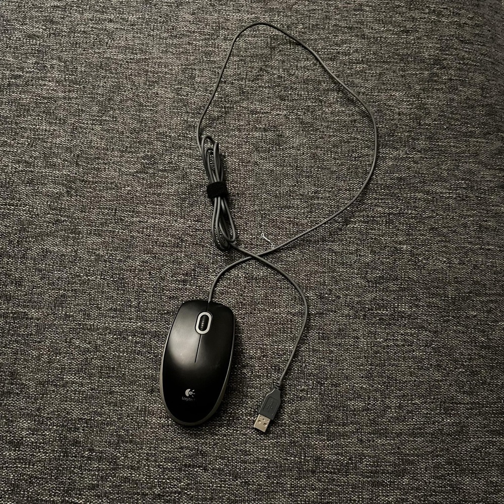 Logitech M-U0026 Wired Optical USB Mouse Black 3-Button Scroll Wheel PC Laptop